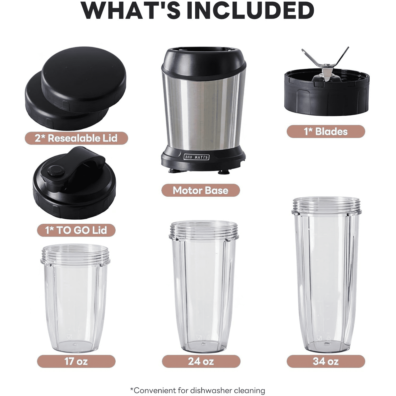 Smoothie Blender, Personal Blender Set with BPA-Free Portable Cups, Compact Blender for Shakes Sauces Juice and Ice Crushing, Light Silver