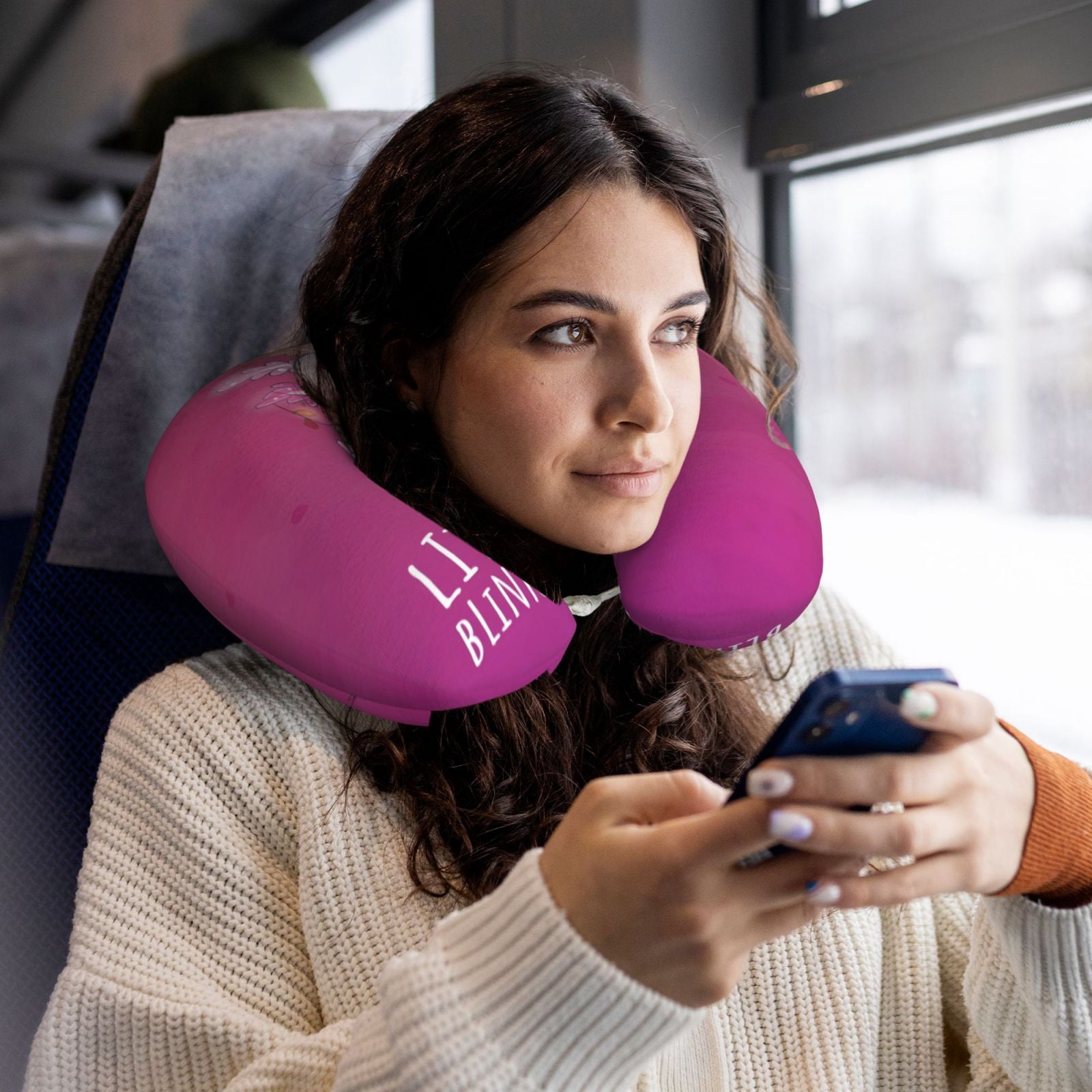 Xecao Cute Pink Axolotl A Print Memory Foam Cervical Neck Pillow Versatile U-Shaped Pillows for Home,Office,Camping,Travelling,Soft Washable Cover