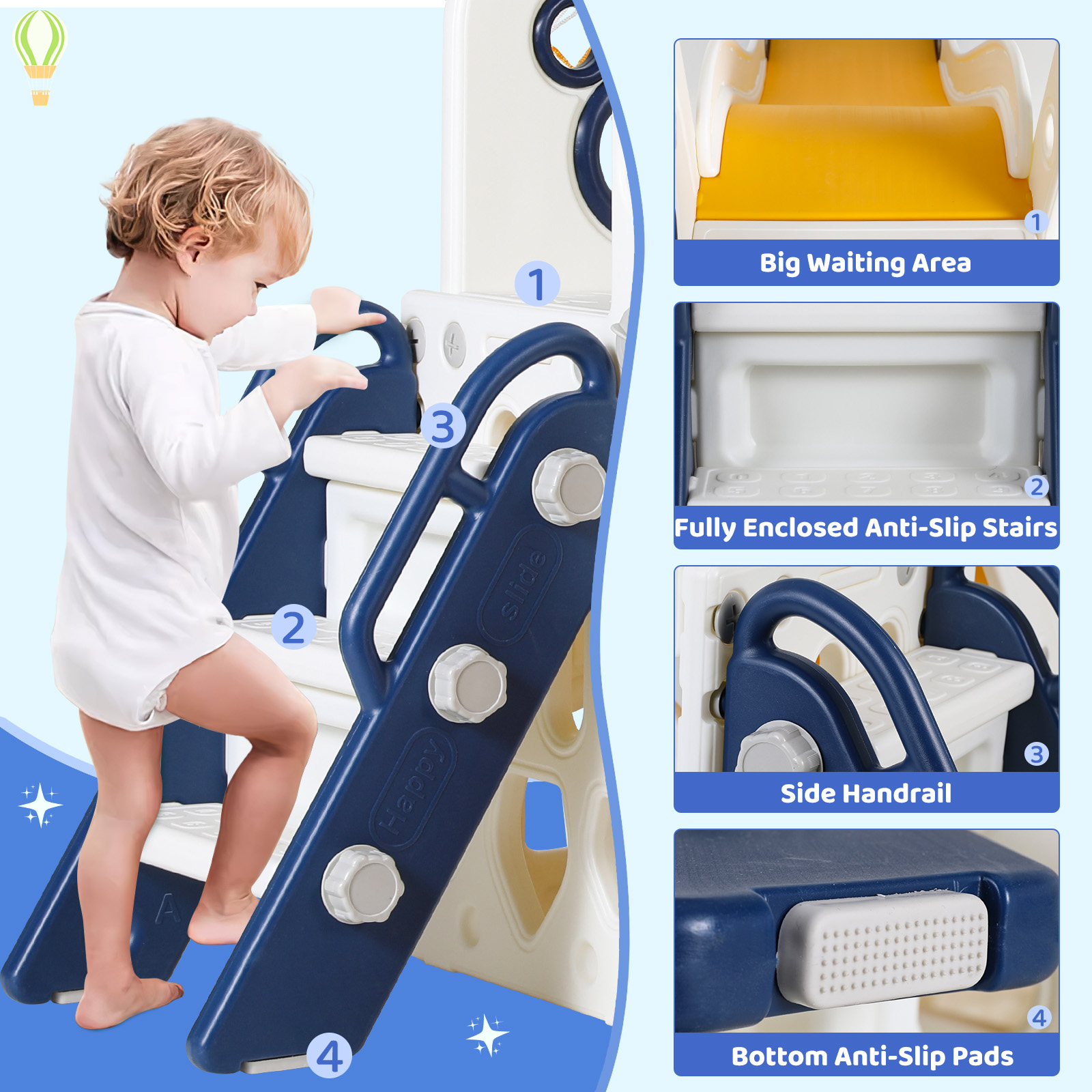 Arlopu Kids Slide and Swing Set Playset photo 5