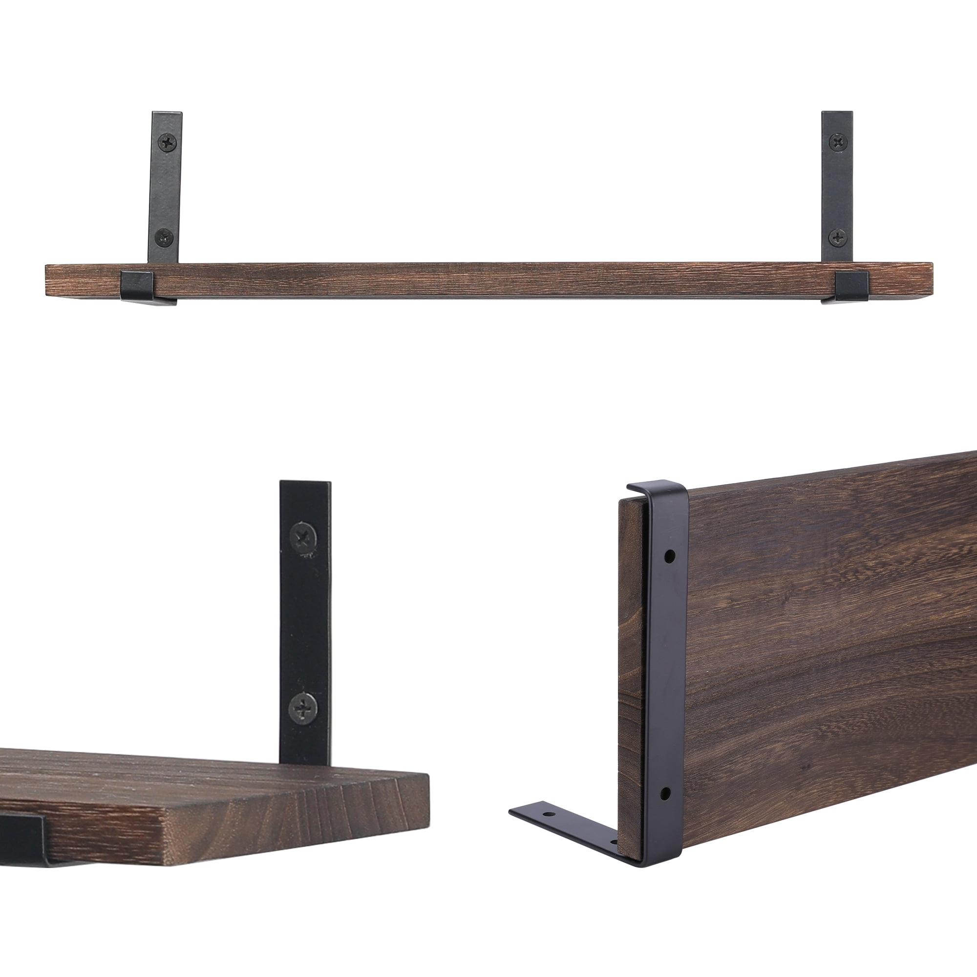 Unique Bargains Acrylic Floating Shelves for Wall Bathroom Living Room Kitchen Dark Brown 15.7*5.9in