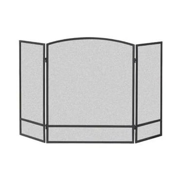 Panacea 15951 3-Panel Arch Screen with Double Bar for Fireplace- Black