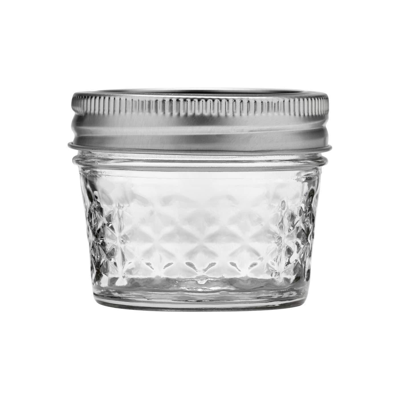 Ball, Glass Jelly Jar, 4 OZ, Regular Mouth, Quilted Design Pack of