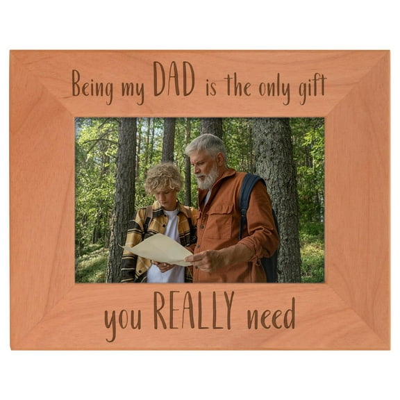 ThisWear Gifts For Dad Being My Dad Is The Only Gift You Really Need Wood Laser Engraved Landscape 4x6 Picture Frame
