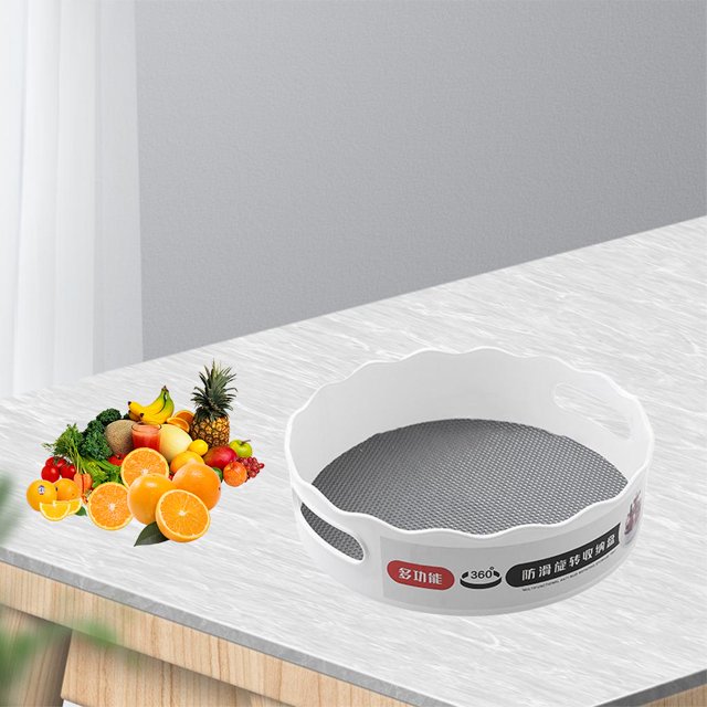 Lazy TurnTable Organizador Antideslizante Multifunción Organizador de Escritorio Multifunción Turnato de Almacenamiento para Oficina Frigorífico S BLESIY Bandeja de almacenamiento giratoria