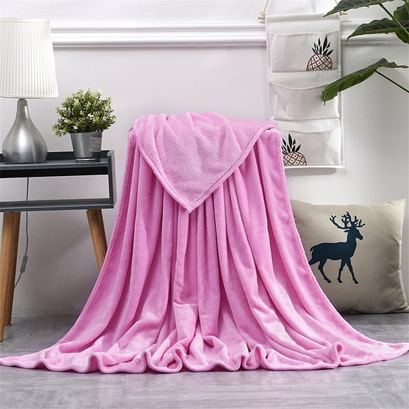 2024 New Super Soft Warm Solid Warm Micro Plush Fleece Blanket Throw Rug Sofa Bedding - XXL(Pink)