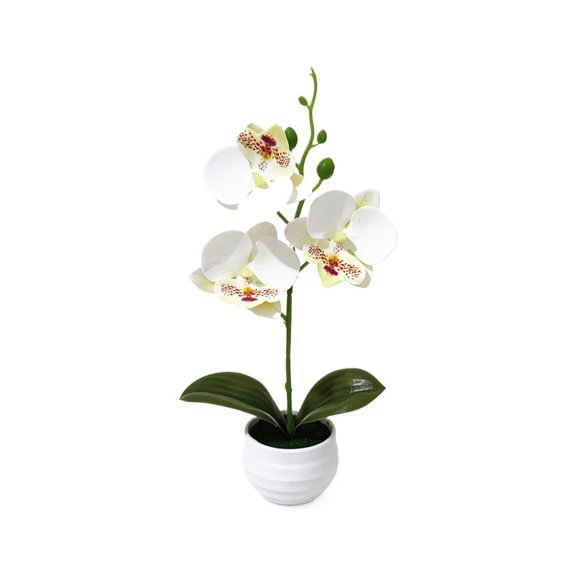 OADUKQ Artificial Orchid Bonsai Plant, Faux Potted Orchid with Lifelike, Desk Decor Home Office Fake Plant, 9.84 X 4.72 X 1.77 in