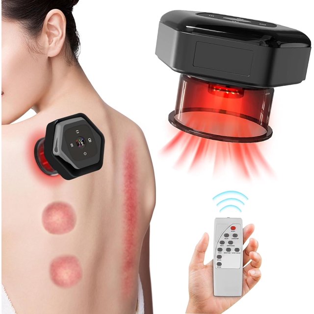 Electric Cupping Therapy Set 4 in 1 Smart Cupping Therapy Massager Vacuum Therapy Machine Dynamic Cupping Device Cellulite Massag with Red Light for Pain Relief, 16 Levels Temperature & Suction