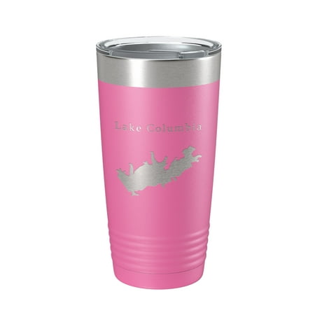 

Lake Columbia Map Tumbler Travel Mug Insulated Laser Engraved Coffee Cup Arkansas 20 oz Pink