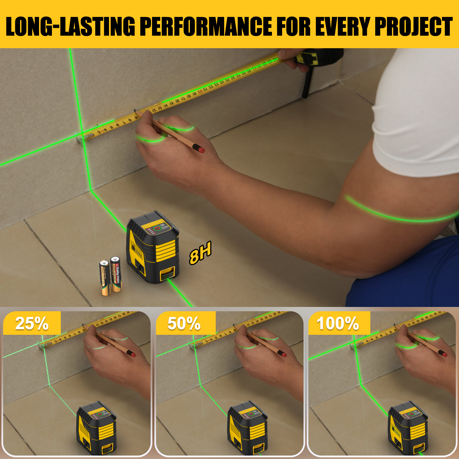 GloBest Laser Level with Tripod, 100 Ft Range, Green Beam photo 6