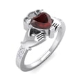 thumbnail image 2 of SuperJeweler 1 Carat Heart Shape Garnet and Diamond Claddagh Ring In Sterling Silver For Women, 2 of 6