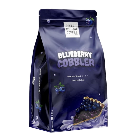 Coffee Brand Coffee Blueberry Cobbler Medium Roast Arabica Flavored Whole Bean | Rich Blueberry Aroma with Warm Spice | 12 oz