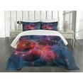 thumbnail image 3 of Ambesonne Nebula Quilted Bedspread Set 3 Pcs, Milky Way Star Cluster, Queen Size, Navy Red, 3 of 5