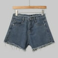 thumbnail image 4 of ZRBYWB Shorts For Women Female Retro Denim Jeans With High Waist Straight Leg Wide Leg Floor Length Pants For Women, 4 of 9