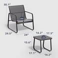 thumbnail image 6 of Asofer 3-Piece Outdoor Patio Furniture Set with Glass Table, Bistro Chairs Set for Poolside, Porch, Lawn, Black, 6 of 9