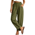 thumbnail image 4 of Horkkom Pants for Women Solid Color Elastic Waist Pants Casual Loose Pleated Pants with Pockets XXL, 4 of 7
