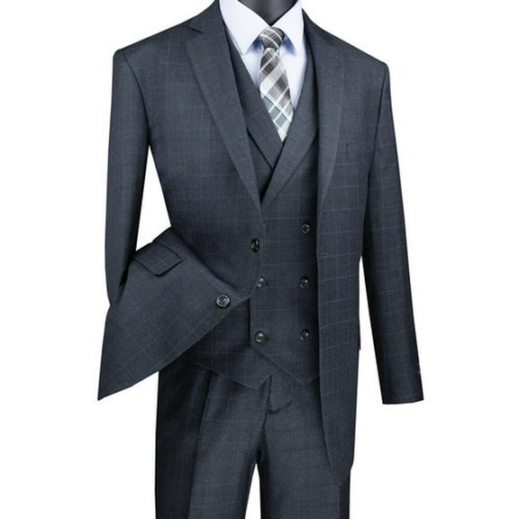 Vinci Charcoal Plaid Suit 3 Pc. V2RW-13 Size 54R Final Sale