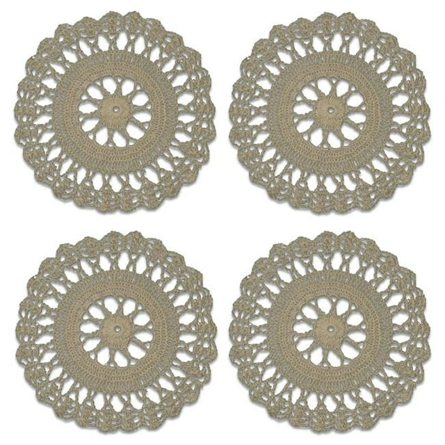 Heritage Lace CES-0600NA-S 6 in. Crochet Envie Napperon Rond - Naturel - Lot de 4