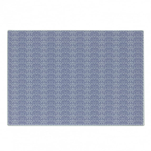 East Cutting Board, Classical Pattern with Vintage Style Traditional Motifs Damask Tile, Decorative Tempered Glass Cutting and Serving Board, Small Size, Lavender and White, by Ambesonne