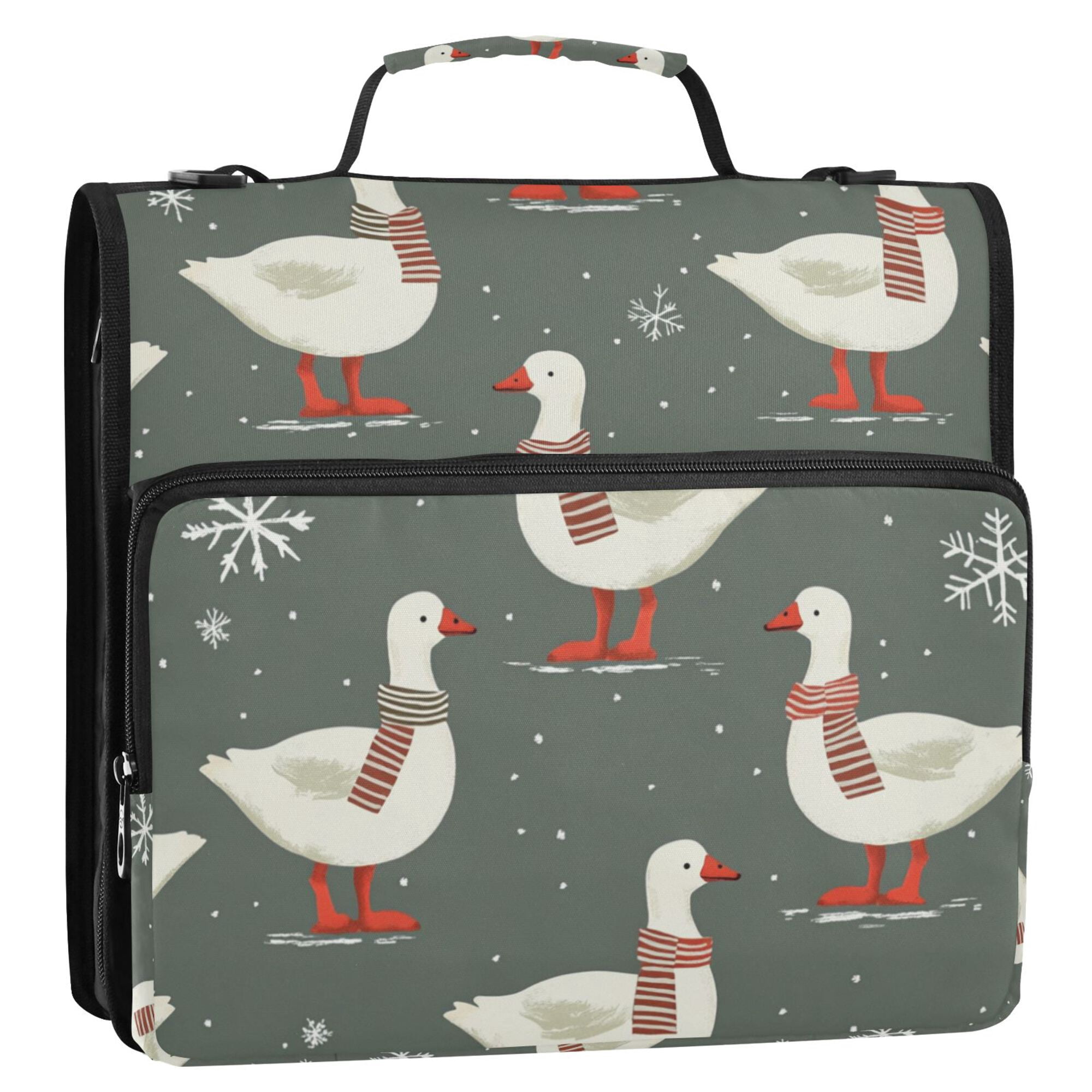 FORMRS Zipper Binder with Shoulder Strap 2-inch Ring 500 Sheet Capacity File Bag, Winter Goose