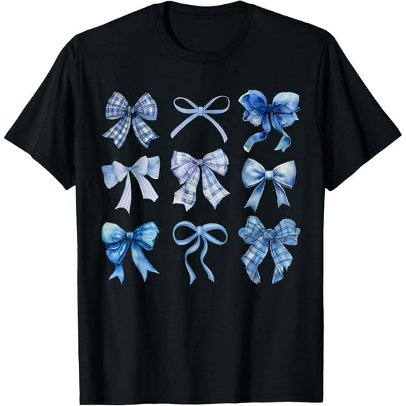 Blue Bow and Ribbon Cute Graphic For Women T-Shirt