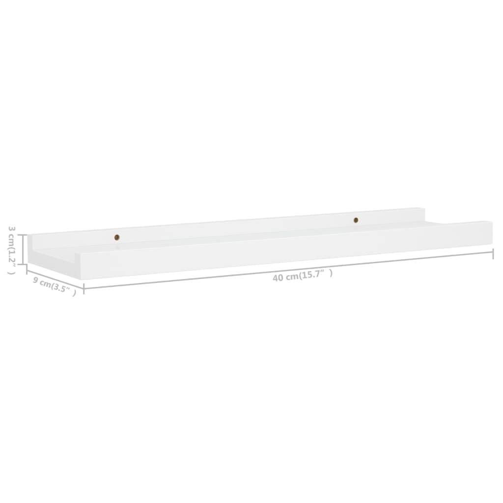 vidaXL Frame Ledge Shelf Set of 2 White MDF 31.5 in long Wall mounting