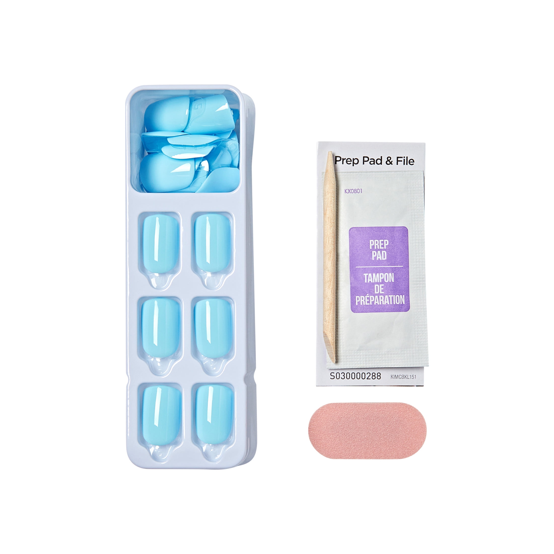 KISS imPRESS Color Press On Nails, 'Quench It', Light Blue, Short
