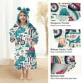 thumbnail image 4 of Dailycode Wearable Blanket Hoodie Oversized Sherpa Flannel Blankets with Pocket for 3-14 Year Old Cartoon Dinosaur with Bike, 4 of 7