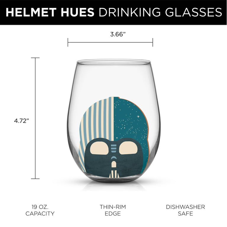 JoyJolt Star Wars Helmet Hues Stemless Drinking Glasses - 15 oz- Set of 4  Stemless Star Wars Glasses
