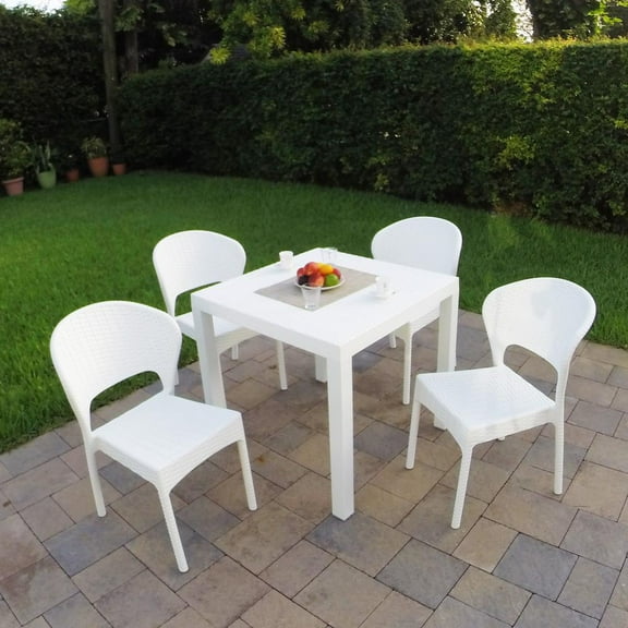 Compamia Daytona 5 Piece Patio Dining Set in White