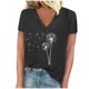 thumbnail image 1 of Camisetas de Manga Corta para las Mujeres, Impresión de Cuello en V Camiseta Casual Top Hecho de 95% Poliéster 5% Spandex para el Uso Diario de Primavera Verano, Camisetas para las Mujeres Casual, 1 of 4