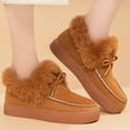 thumbnail image 5 of Tawop Boots for Women Fashionable Casual Winter Fleece-Lined Warm Snow Boots Solid Color Round Toe Thick-Soled Flat Shoes Women Boots, 5 of 7