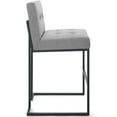 thumbnail image 2 of Privy Black Stainless Steel Upholstered Fabric Bar StoolBlack Light Gray, 2 of 7