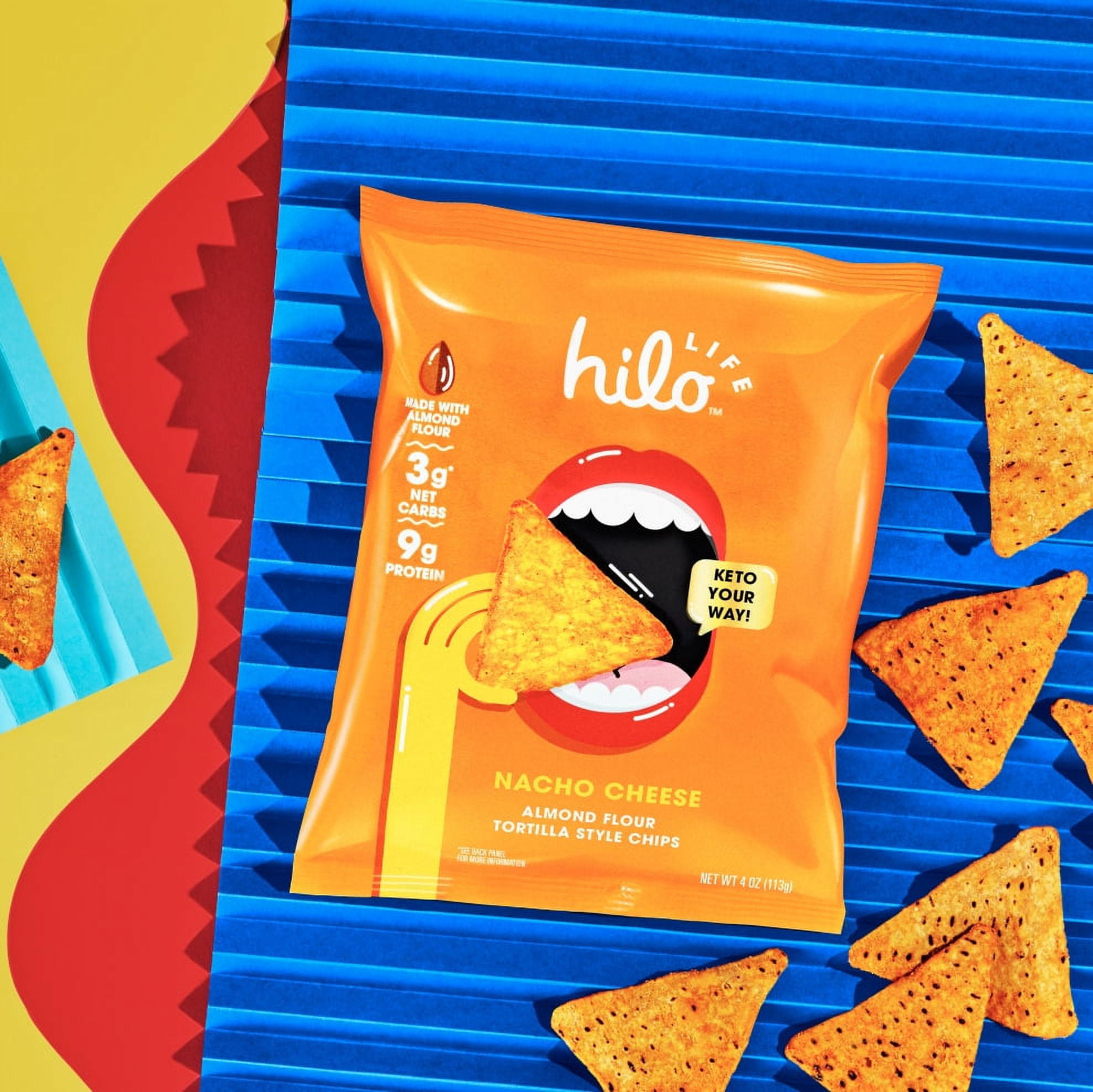 Hilo Life Low Carb Keto Friendly Tortilla Style Chips, Nacho Cheese, 4 oz