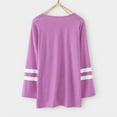 thumbnail image 5 of Curuila Kids Girls T Shirts Casual Long Sleeve Crew Neck Tops Button Striped Tee Autumn Clothes Purple Size 8-9 Years, 5 of 6