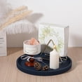 thumbnail image 6 of Silicone Bathroom Tray Round Kitchen Counter Organizer Decorative Vanity Accessories Coffee Table Decor for Perfume, Candle, Soap Dish, 12 Inch, Dark Blue, 6 of 13