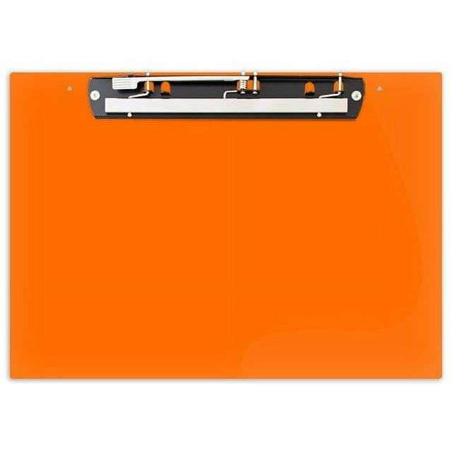 17x11 Clipboard Acrylic with 11"" Lever Operated Hinge Clip (Orange)