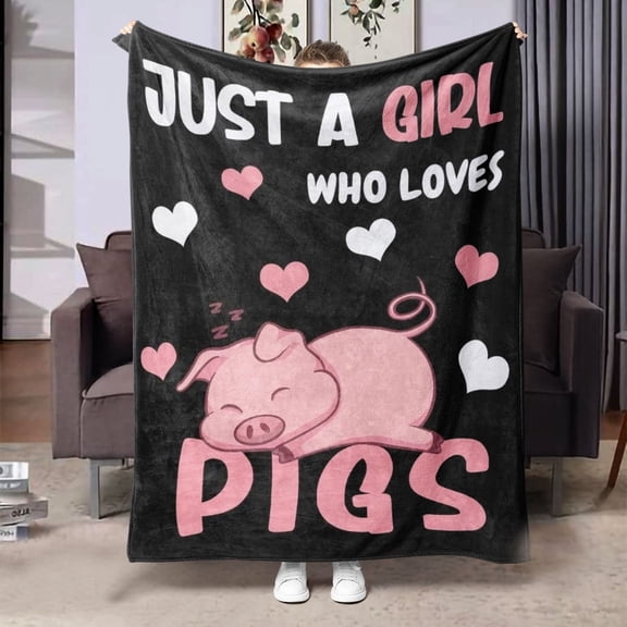 Cute Pig Pattern Flannel Printed Blanket All Season Soft Air Conditioning Throw Sofa Blanket Office Nap Home Decor Outdoor Camping Blanket