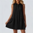 thumbnail image 4 of ClodeEU Women's Sleeveless Collared Shirt Dress, Casual Solid Color Ruffled Hem Tunic Mini Dress Black,Women's Plus L, 4 of 6