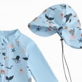 thumbnail image 5 of NIEWTR Baby Boys Kids Swimsuit Toddlers One Piece Zipper Swimwear with Hat Rash Guard Surfing Suit(A01-Blue,6-12 Months), 5 of 7