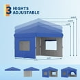 thumbnail image 6 of 10x10 Ft Pop Up Canopy Tent with 3 Sidewalls, Heavy Duty Outdoor Instant Shelter, UPF 50+ UV Protection, Waterproof Oxford Fabric, Easy One-Person Setup, Blue, 6 of 7
