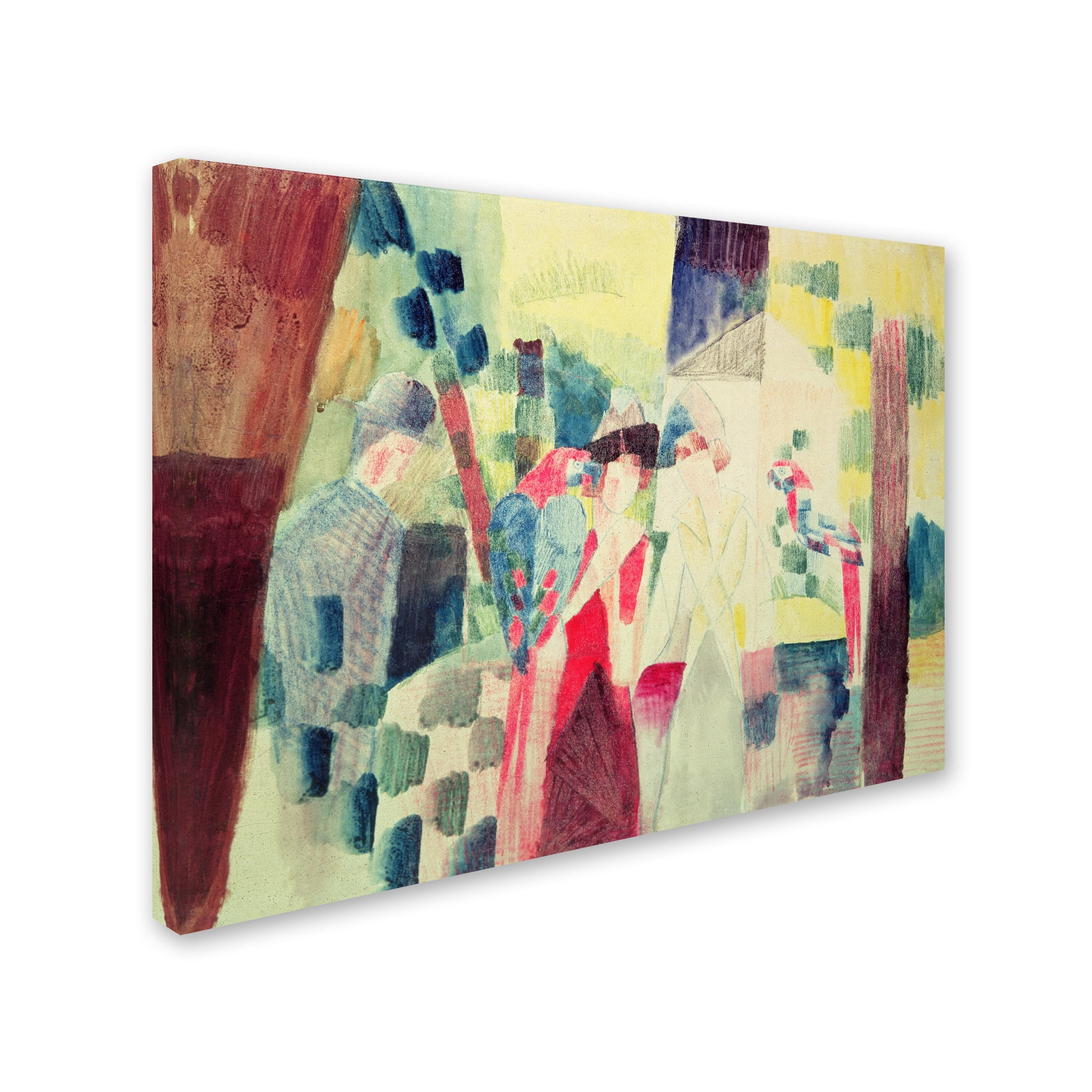 Trademark Fine Art "Two Women and a Man With Parrots" Canvas Art by August Macke