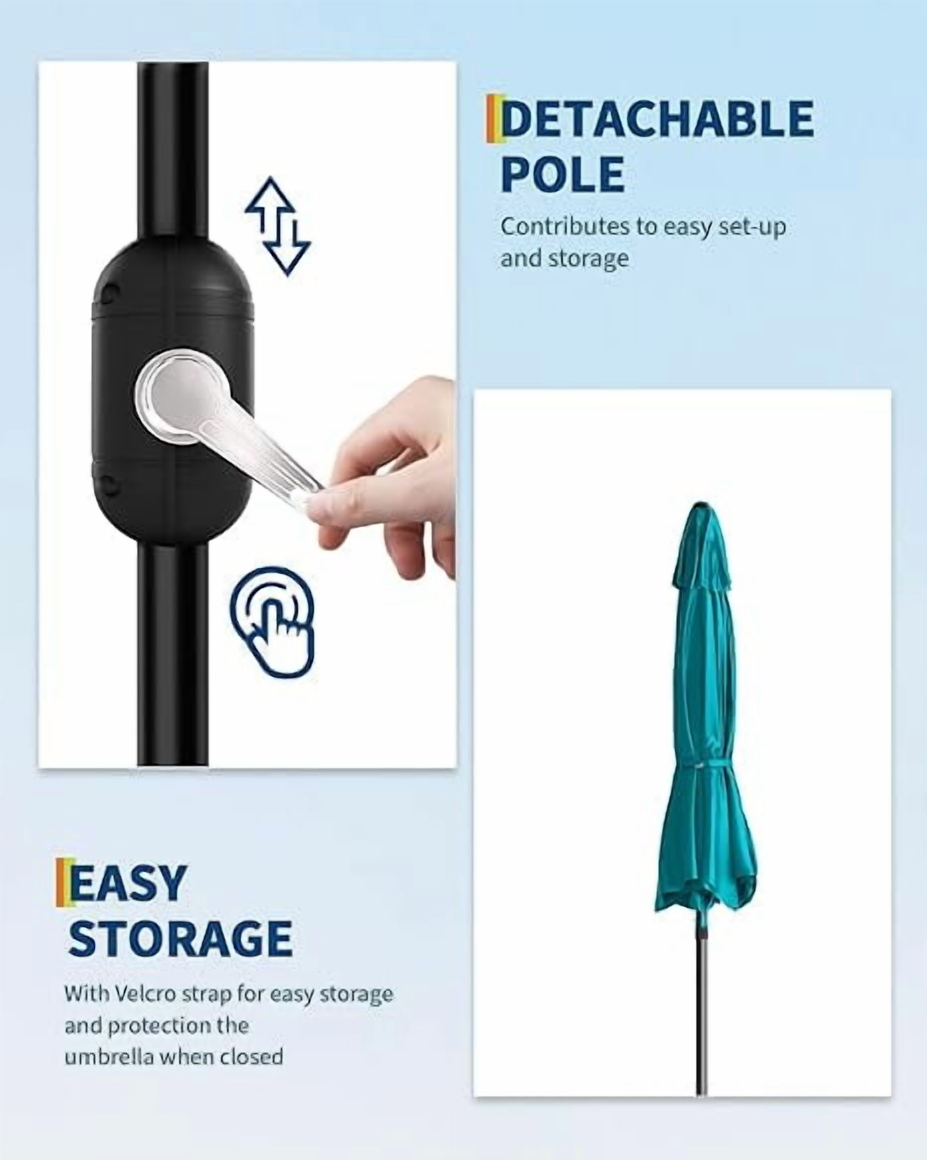 Outdoor Patio Umbrella With UV Protection - Waterproof 9-Foot Market Umbrella for Garden, Deck, Pool & Backyard, Heavy Duty Aluminum Pole