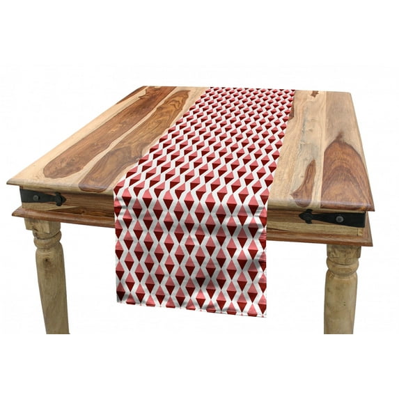 Geometric Table Runner, Rhombus in Pink Tones Abstract Pattern with Vertical Alignment Modern, Dining Room Kitchen Rectangular Runner, 3 Sizes, by Ambesonne