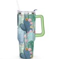 thumbnail image 2 of 40oz Watercolor Cactus Succulents Stainless Steel Flip Straw Tumbler Spill Proof Travel Cup Double Wall Vacuum Insulated Coffee Mug with Top Handle, 2 of 6