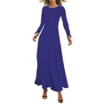 thumbnail image 1 of WTXUE Robes Maxi, Robe Maxi Trapèze à Manches Longues à Col Rond, Robe Longue Bohème Décontractée à Fleurs Ample Unie pour Femme Grande Taille, Taille M, 1 of 5