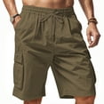 thumbnail image 4 of QingYiHua Men's Casual Drawstring Shorts Elastic Waist Outdoor Cargo Shorts Walking Shorts Summer Beach Shorts with Pockets 2025 Trendy Mens Clothes Clearance Army Green,XXL, 4 of 9