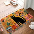 thumbnail image 5 of 1pc Black Cat with Flower Vases Absorbent Non-Slip Bathroom Thickened Flannel Rug Decor,Soft,Quick Drying,Suitable For Indoor/outdoor Use,Bathrooms,Bedrooms,Kitchens,Terrace,Laundry Rooms,16"x24", 5 of 9