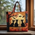 thumbnail image 3 of Halloween Quilted Tote Bag,Halloween Cat Quilted Tote Bag Reusable Shopping Tote Large Capacity Trick or Treat Bag Fall Cat Lover Gift for Women Daily Commute Shoulder Strap Handbag, 3 of 6