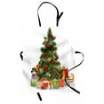 thumbnail image 1 of Christmas Apron Xmas Tree with Vivid Balls and Snowflakes New Year Celebration Theme Art, Unisex Kitchen Bib Apron with Adjustable Neck for Cooking Baking Gardening, Red Green Yellow, by Ambesonne, 1 of 3