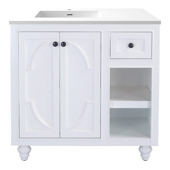 Laviva Odyssey 36" Wood Cabinet with VIVA Stone Countertop in Matte White